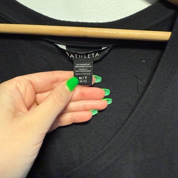 Athleta Black V Neck Sweatshirt Medium Tall - Picture 2 of 5